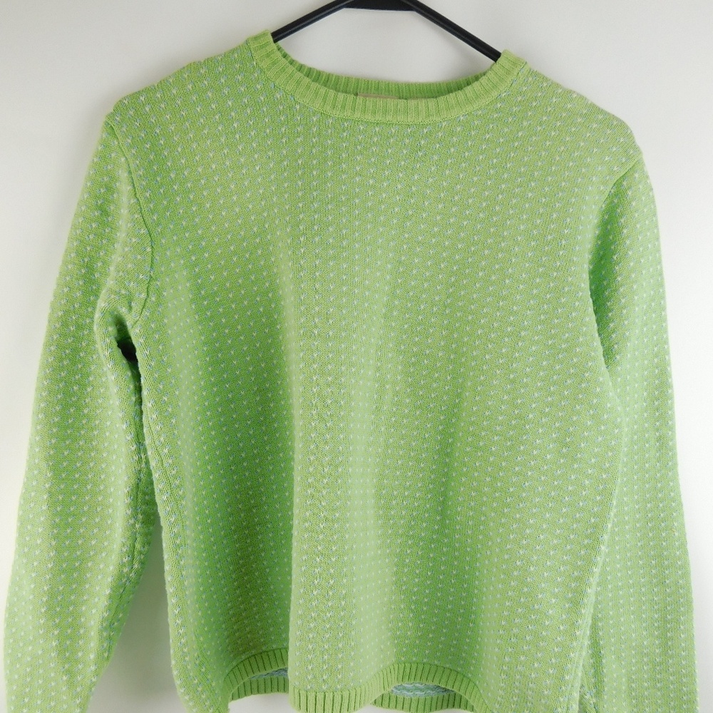 LL Bean Green & Blue Pullover Crew neck Sweater